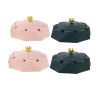 ORFOFE 4 Pièces Cendrier Couronne avec Couvercle Cendrier Coupe-Vent Acier Inoxydable avec Support Intérieur Amovible Compact et Portable pour Bureau Maison Hôtel