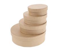 ORFOFE 4 Pièces Lot de 4 Boîtes Rondes Gigognes en Papier Kraft Naturel avec Couvercle, Dimensions Variées, Coffrets D’Emballage Présent Empilables pour Fête des Mères et Décoration de
