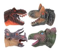 ORFOFE 4 pièces Marionnettes Main Dinosaure Jeu de Rôle Garçon Fille Dinosaure Souple avec Mâchoire Articulée Tricératops Stégosaure et Autres Accessoires de Marionnettes pour Histoires