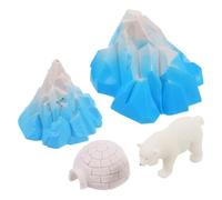 ORFOFE 4 pièces Mini Igloo Toy Set avec Figurines Animaux Polaires et Icebergs Décoration Hivernale Réaliste pour Garçon Fille et Micro Paysage Modèle de Maison de Glace Blanc