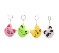 ORFOFE 4 pièces Mini Ruban Retractable Porte-clés Animaux Cartoon Abs Pratique et Ludique pour Garçon Fille