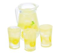 ORFOFE 4 Pièces Miniature Lemonade Pitcher Set for Dollhouse Realistic Mini Beverage Model with Lemon Tea and Ice Drink Summer Decoration for Dollhouse Kitchen and Diorama
