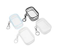 ORFOFE 4 Pièces Sac de Rangement PVC Transparent pour Poupées avec Fermeture Éclair et Porte-clés Organiseur Suspendu Étanche pour Figurines et Jouets Pochette Carrée Portable Plusieurs