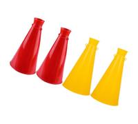 ORFOFE 4 pièces Set de Mégaphones Plastique Jaune et Rouge Accessoires de Supporteurs Réutilisables pour Football Klaxon de Stade pour Animation Sportive et Fête