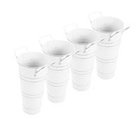 ORFOFE 4 Pièces Set de Vases Métalliques Galvanisés avec Poignées Seaux Rustiques Fer pour Décoration Farmhouse pour Fleurs Mariages et Fêtes