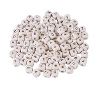ORFOFE 400 pièces Perles Bois Carrées Alphabet pour Fabrication de Bijoux DIY Bracelets Colliers Lettres Cubes Accessoires Créatifs