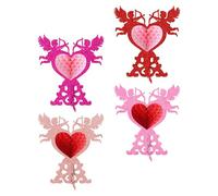 ORFOFE 4pièces Décoration de Chambre Nid Abeille Papier pour Saint-valentin Centre de Table Décoratif Ornements Papier pour Fête