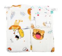 ORFOFE 4pièces Serviettes Coton Lavables Lingettes Carrées Pour Coton Pour Visage Bain Et Nettoyage Dimensions Lion Cheval Arc-ciel