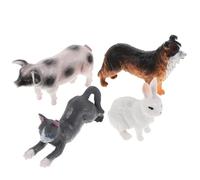 ORFOFE 4pièces Statue de Chat Lapin et Cochon Plastique Figurines Animaux Réalistes pour Décorer Gâteaux et Jeux Imitation pour Garçon Fille