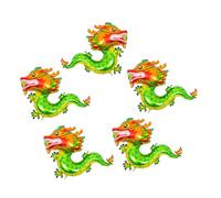 ORFOFE 5 Pièces Ballons Dragon Aluminium pour Fête Nouvel An Chinois Ballon Gonflable Cartoon Vert Décoration Festive pour Anniversaire et Célébration Printemps