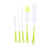 ORFOFE 5 pièces Brosse de Nettoyage Multifonctionnelle pour Bouteilles et Manche Long Vert avec Crochet Nettoyeur pour Coins et Fonds Difficiles Accès