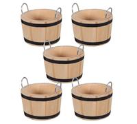 ORFOFE 5 Pièces Miniature Dollhouse Wooden Buckets Authentic Small Wood Barrels for Kitchen Garden Party Scene Decor Tiny Bucket Ornaments for Creative Role Play and Fairy Gardens