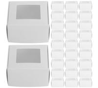 ORFOFE 50 pièces Boîtes Cadeaux Papier Épais avec Fenêtre Transparente Boîte Cadeau Kraft Petite pour Emballage Savon Fait Main Bijoux et Friandises Blanche