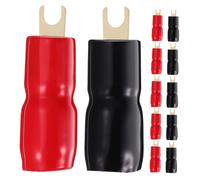 ORFOFE 6 Paires Cosses à Sertir en Laiton pour Haut-Parleur à Fourche Rouge et Noir, Connecteurs Électriques pour Voiture, Transmission de Signal Continue, Protection Anti-desserrage