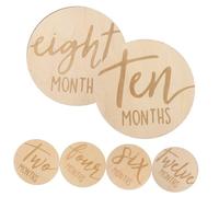 ORFOFE 6 Pièces Cartes Jalons Mensuelles Bois Double Face Réutilisables pour Suivi Croissance Cadeau Pratique pour Nouveaux Parents