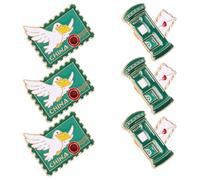 ORFOFE 6 Pièces Épingle Facile à Fixer en Métal Vert Vintage Forme Boîte aux Lettres et Voyageur, Détails Fins pour Tenue Quotidienne ou Rassemblements à Thème