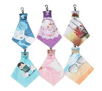 ORFOFE 6 pièces Kit Lingettes Nettoyantes Microfibre pour Lentilles et Lunettes Chiffon Doux Antirayures pour Écran de Téléphone et Appareil Photo Porte-clés Décoratif Multifonction