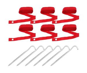 ORFOFE 6 Pièces Lignes de Délimitation de Beach-Volley Rouges en Nylon Piquets en Alliage D'aluminium Résistants aux Intempéries pour Jeux de Jardin et Tournois