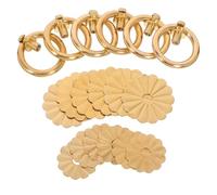 ORFOFE 6 pièces Lot de Poignées Anneau Laiton Massif Rétro pour Armoires Boutons Décoratifs Vintage avec Vis Poignées Placards Style Antique Finition Dorée