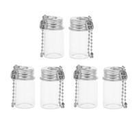 ORFOFE 6 Pièces Mini Bouteilles Verre Transparent avec Porte-clés Métal Flacons Miniatures pour Messages DIY Mariage et Souvenirs Portables