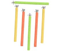 ORFOFE 6 pièces Perchoirs Naturels pour Perruches et Sable Quartz Perchoir pour Cage Doiseaux Bâtons de Meulage pour Perroquets Perruches et Conures Accessoires de Cage Colorés