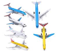 ORFOFE 6 Pièces Set de Modèles Avions Alliage avec Glissière Pull Back Jouets Avion Réalistes pour Garçon Fille Accessoires de Collection et Jeu