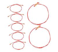 ORFOFE 7 Pièces Bracelet Rouge Tressé Réglable Corde Macramé pour Femme Chaîne de Poignet Protection