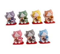 ORFOFE 7 Pièces Figurines Miniatures Chat Porte-Chance Décor Micro-Paysage Adorable PVC pour Jardin Miniature Maison de Poupée Décoration de Bureau et Voiture