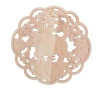 ORFOFE Applique en Bois Sculptée Éléphant Ronde Non Peinte, Découpe en Bois D’éléphant, Beige, Style Européen Vintage, pour Meubles, Bureaux et Mur de Chambre