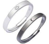 ORFOFE Bague Couple Soleil Lune Réglable Inoxydable Anneaux Légers Résistants Aux Rayures pour Accessoires Mode pour Toutes Occasions
