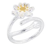 ORFOFE Bague Fleur Lotus Ajustable Plaqué Doré pour Femme Anneau Ouvert Décoratif Élégant pour Fête Mariage et Quotidien