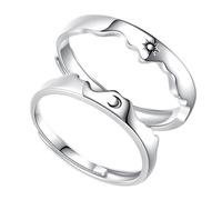 ORFOFE Bague Soleil Lune Réglable pour Couples Anneau Ouvert Ajustable pour Femmes Symbole Amour et Union Intime Élégant pour Petits Amis et Petites
