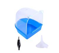 ORFOFE Bain pour Oiseaux avec Trou et Entonnoir Bac de Bleu pour Perruches et Petits Perroquets Bassin de Bain et Résistant pour Nettoyage Sécurisé des Oiseaux Couleur