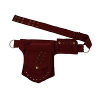 ORFOFE Banane Multifonction pour Téléphone Grand Format en Tissu Coton, Sacoche Ceinture Unisexe Plusieurs Poches, Randonnée, Voyage et Camping, Couleur Rouge Foncé