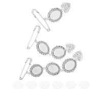 ORFOFE Bases de Broches DIY pour Épingles à Poitrine Plateaux Photo en Verre Cristal Lot Combiné 3 Styles Accessoires Personnalisables pour Création de Bijoux Faits Main