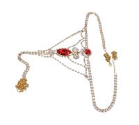 ORFOFE Bijoux de String en Chaîne Dorée pour Femmes sous-Vêtements Scintillants pour Soirée Costumée Boîte de Nuit Accessoire de Danse Compatible Talons Hauts