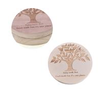 ORFOFE Boîte à Dents de Lait en Bois Boîte de Rangement Ronde Conserve Dents Perdues et Lanugo Tableau Suivi Souvenir pour Garçon et Filles 12X12X3.1Cm