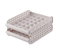 ORFOFE Boîte à Œufs Double Couche en Plastique Blanc pour Réfrigérateur Design Rainuré, Base Stable et Conservation Fraîcheur des Œufs, pour Cuisines et Restaurants