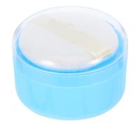 ORFOFE Boîte de Houppette à Poudre pour Bébé avec Housse Bleue, Puff Confortable en Coton Textile, Étui Pratique pour Usage Quotidien la Maison