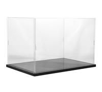 ORFOFE Boîte de Présentation en Acrylique Transparente pour Figurines Socle Noir 30X20X20 CM, Vitrine Anti-Poussière pour Collection, Coffret de Rangement pour Objets Artisanaux