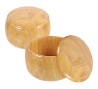 ORFOFE Bol D'échecs de Go en Bois Massif Grand Format pour Joueurs Passionnés, Pot de Rangement Couvercle, Finition en Hêtre, pour Jeux de Société, Lot de 2 Pièces