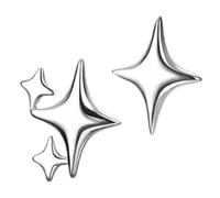 ORFOFE Boucles d'Oreilles Asymétriques de Quatre Étoiles Puces d'Oreilles Décoratives pour Femmes Finition Blanc Platine Légères Bijoux Fantaisie Adaptés aux Occasions Quotidiennes