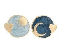 ORFOFE Boucles Oreilles Femme Asymétriques Soleil Lune Bijoux Esthétiques Vintage Argent Clous Oreilles Géométriques Cœur et Cercle Accessoires Mode Élégants pour Cérémonie et Quotidien