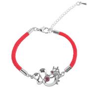 ORFOFE Bracelet Fil Rouge Tressé Année Du Dragon avec Pierre Rose Bracelet Chanceux Ajustable pour Femme Élégant Nouvel An Chinois