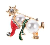 ORFOFE Broche Bonhomme de Vintage Noël avec Cristaux et Perles Épingle Festive pour Femme Accessoire Pulls Vestes et Tenues de Fête