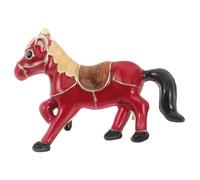 ORFOFE Broche Cheval Rouge Chanceuse en Émail Broche Vintage Élégante pour Femme Accessoire Mode Polyvalent pour Anniversaire Mardi Gras Noël et Fête