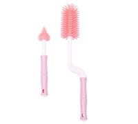 ORFOFE Brosse Biberon Rotative avec Goupillon Tétine Accessoire Hygiène pour Nettoyage Biberons et Portable Ensemble de Nettoyage Rose