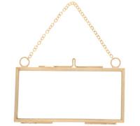 ORFOFE Cadre Photo Suspendu 4.33X2.36 Pouces Double Verre Transparent Pour Fleurs PresséEs Et ŒUvres D'Art Cadre Photo Flottant En Laiton Pour DéCoration Murale IntéRieure