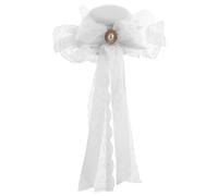 ORFOFE Chapeau Lolita Miniature Haut de Forme Nœud en Dentelle Blanche, Accessoire Polyvalent pour Mariée et Cosplay, Mini Chapeau pour Costume Femme