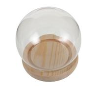 ORFOFE Cloche en Verre Transparente Ronde Φ11cm avec Socle en Bois, Cloche à Fleurs Éternelles, Globe De Présentation Polyvalent pour Décoration Intérieure Et Protection des Objets